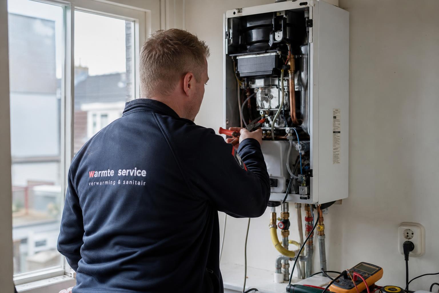 Installateur aan het werk aan een cv-ketel